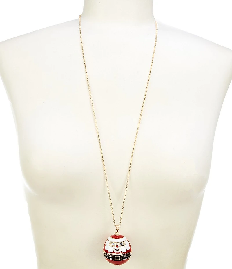 Merry & Bright Santa Christmas Jingle Long Pendant Necklace