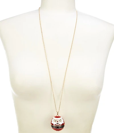 Merry & Bright Santa Christmas Jingle Long Pendant Necklace