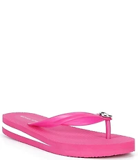Michael Kors Poise Transparent Jelly MK Texture Footbed Flip Flops