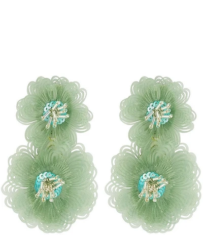 Mignonne Gavigan Agustina Fabric Flower Resort Statement Drop Earrings