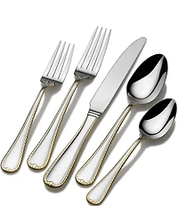 Mikasa Cameo Gold 65-Piece Stainless Steel Flatware Set