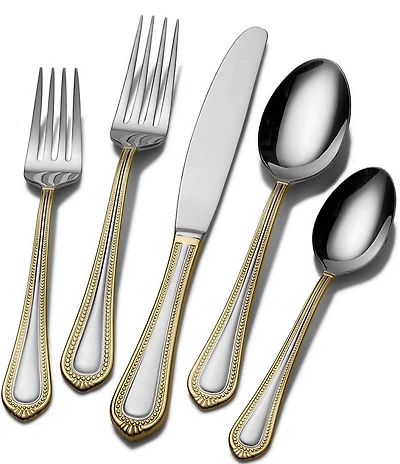 Mikasa Regent Bead Gold 65-Piece Stainless Steel Flatware Set