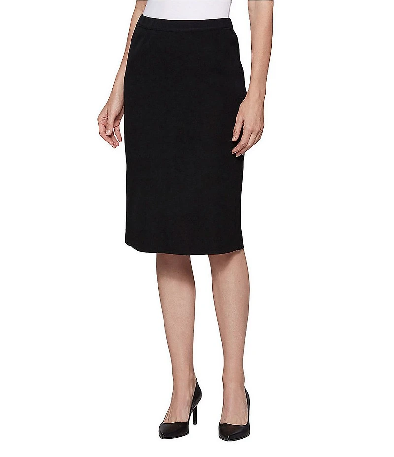 Ming Wang Elastic Waist Straight Knee Length Skirt