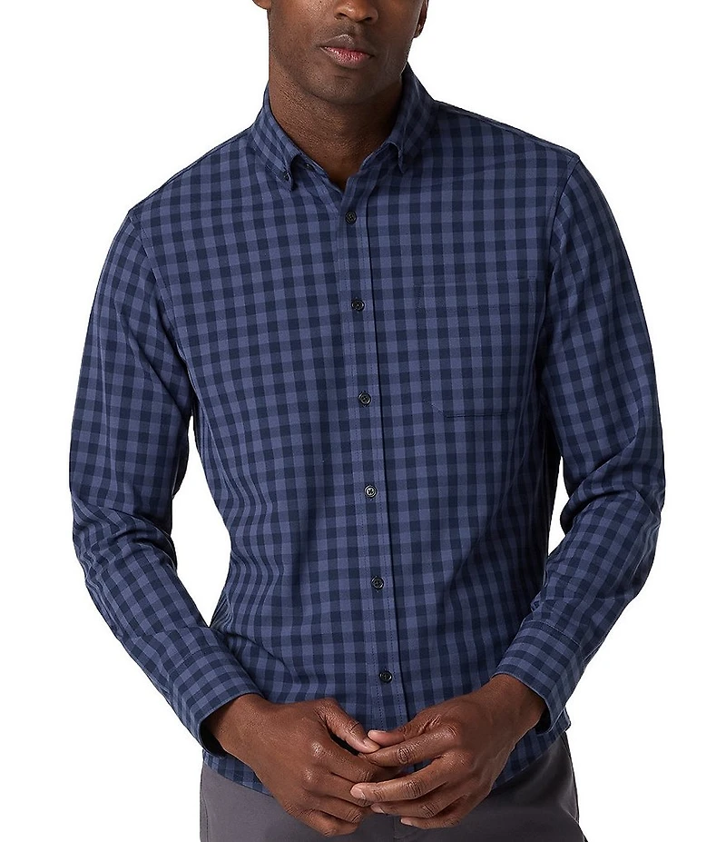 Mizzen+Main City Flannel Gingham Performance Stretch Long Sleeve Woven Shirt