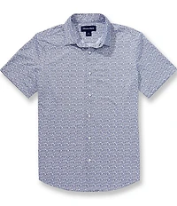 Mizzen+Main Halyard Textured Palm Print Short Sleeve Woven Shirt