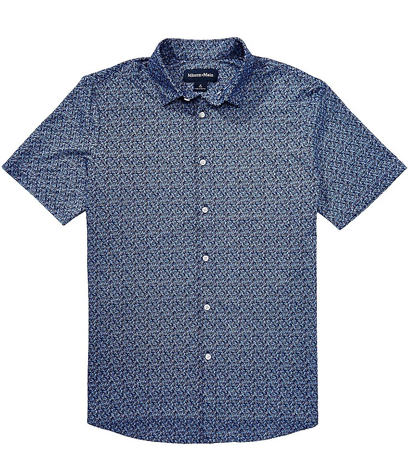 Mizzen+Main Halyard Variegated Leaf Print Short Sleeve Woven Shirt