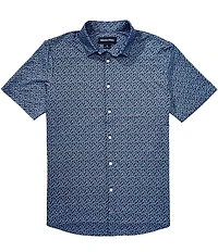 Mizzen+Main Halyard Variegated Leaf Print Short Sleeve Woven Shirt