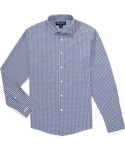 Mizzen+Main Performance Stretch Leeward Gingham No Tuck Crew Long Sleeve Woven Shirt