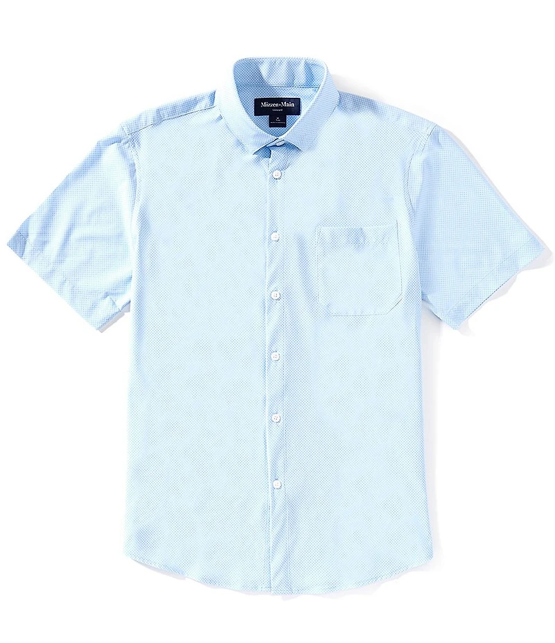 Mizzen+Main Performance Stretch Leeward Pressed Diamond Print Short Sleeve Woven Shirt