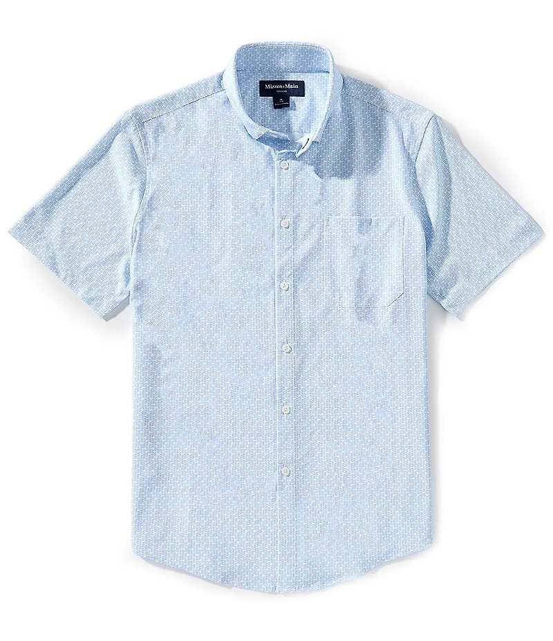 Mizzen+Main Performance Stretch Leeward Triangle Dash Print Short Sleeve Woven Shirt