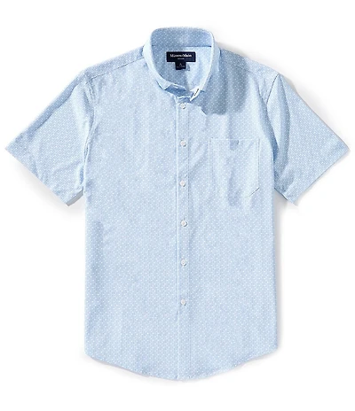 Mizzen+Main Performance Stretch Leeward Triangle Dash Print Short Sleeve Woven Shirt