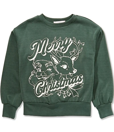 Moa Moa Big Girls Long Sleeve Christmas-Themed Sweatshirt