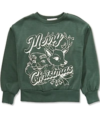 Moa Moa Big Girls Long Sleeve Christmas-Themed Sweatshirt