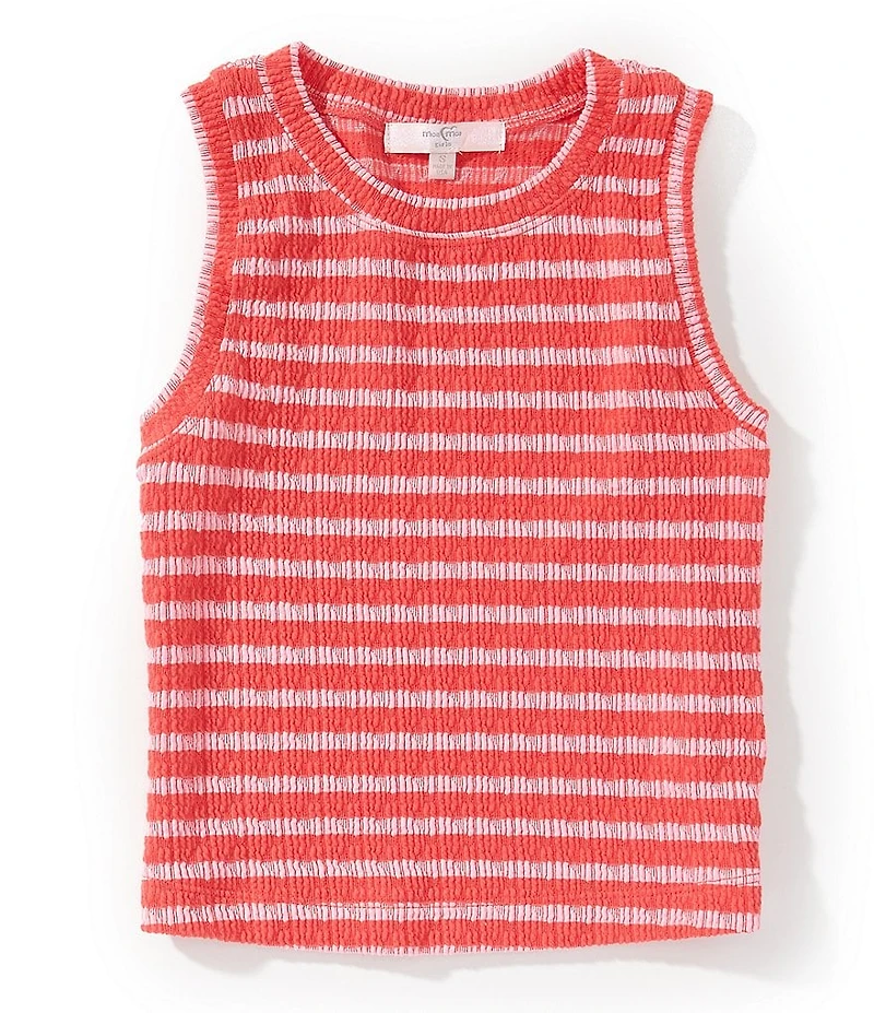 Moa Moa Big Girls Sleeveless Crew Neck Stripe Tank