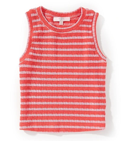 Moa Moa Big Girls Sleeveless Crew Neck Stripe Tank