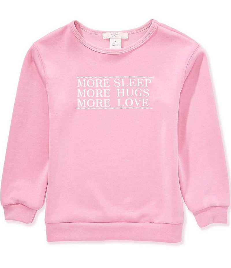 Moa Moa Little Girls Long Sleeve #double;More Sleep, More Hugs, and Hugs Love#double; Verbiage Sweatshirt