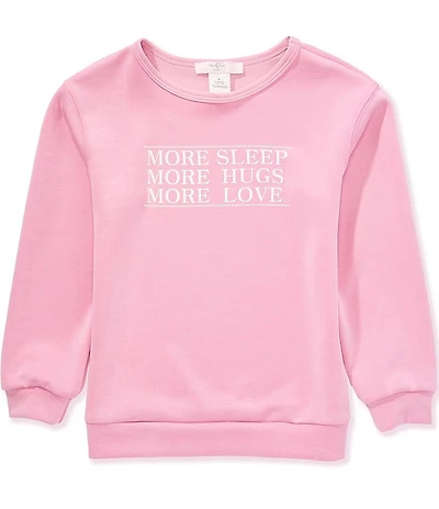 Moa Moa Little Girls Long Sleeve #double;More Sleep, More Hugs, and Hugs Love#double; Verbiage Sweatshirt