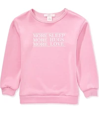 Moa Moa Little Girls Long Sleeve #double;More Sleep, More Hugs, and Hugs Love#double; Verbiage Sweatshirt