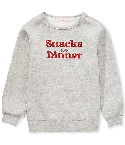 Moa Moa Little Girls Long Sleeve Round Neck #double; Snacks for Dinner#double; Verbiage Sweatshirt