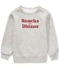 Moa Moa Little Girls Long Sleeve Round Neck #double; Snacks for Dinner#double; Verbiage Sweatshirt
