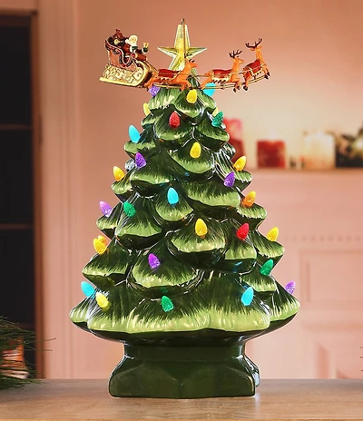 Mr. Christmas LED Lighted & Animated Nostalgic Tree with Santa and Sleigh Topper