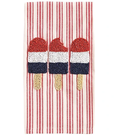 Mud Pie Americana Collection Ice Pop Beaded Kitchen Towel