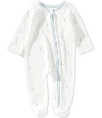 Mud Pie Baby Boys Cotton Bunny Print Zip Front Footie