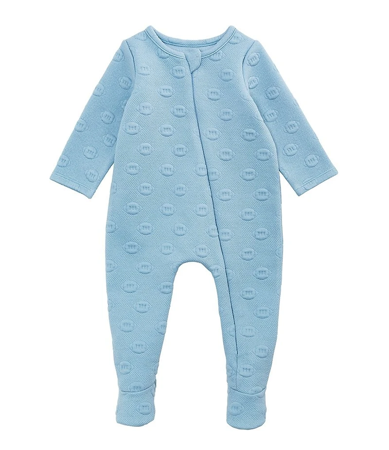 Mud Pie Baby Boys Long-Sleeve Football Quilted Jacquard Footie Coverall