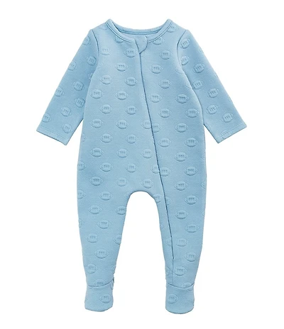 Mud Pie Baby Boys Long-Sleeve Football Quilted Jacquard Footie Coverall