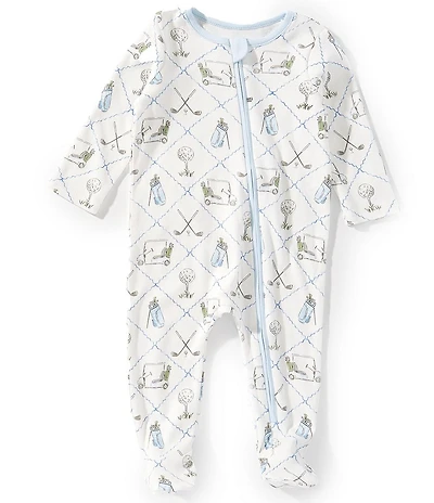 Mud Pie Baby Boys Long Sleeve Golf-Inspired Print Interlock Footed Coverall
