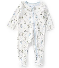 Mud Pie Baby Boys Long Sleeve Golf-Inspired Print Interlock Footed Coverall