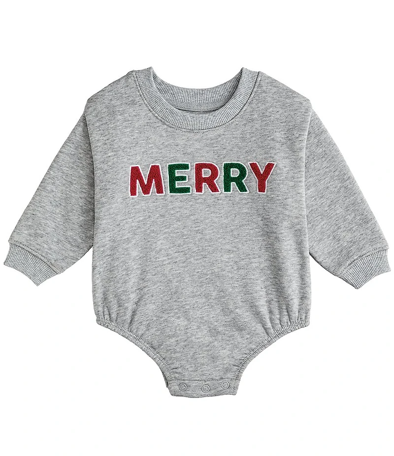 Mud Pie Baby Boys Long-Sleeve Merry-Boucle-Letter Bodysuit