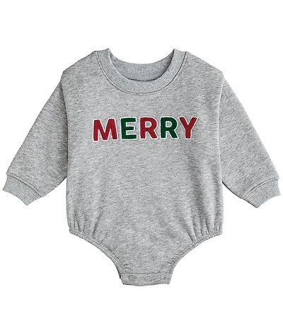 Mud Pie Baby Boys Long-Sleeve Merry-Boucle-Letter Bodysuit