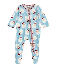 Mud Pie Baby Boys Long-Sleeve Santa Face Printed Footie Coverall