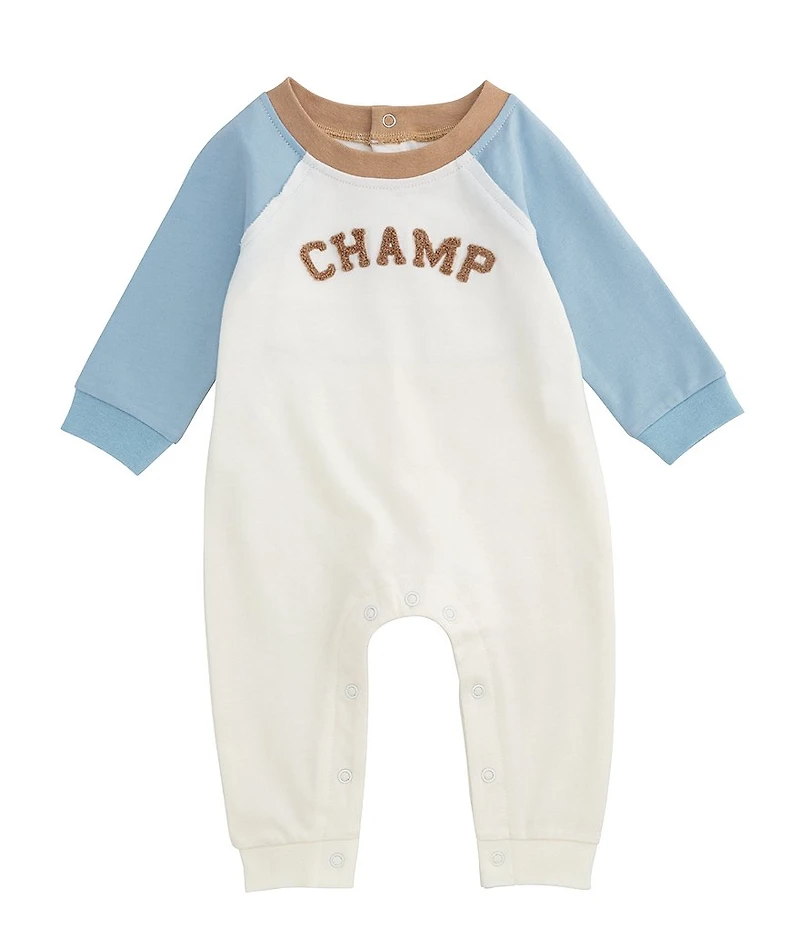Mud Pie Baby Boys Raglan-Sleeve Color Block Champ French Terry Coverall