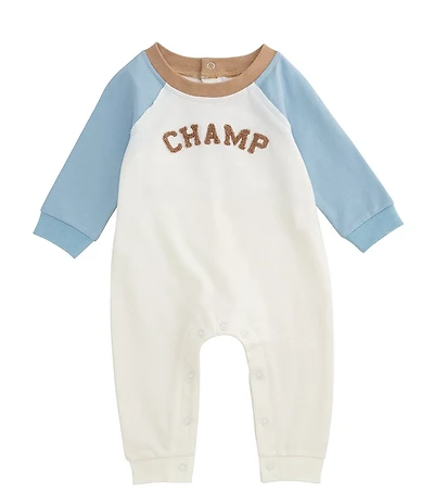 Mud Pie Baby Boys Raglan-Sleeve Color Block Champ French Terry Coverall