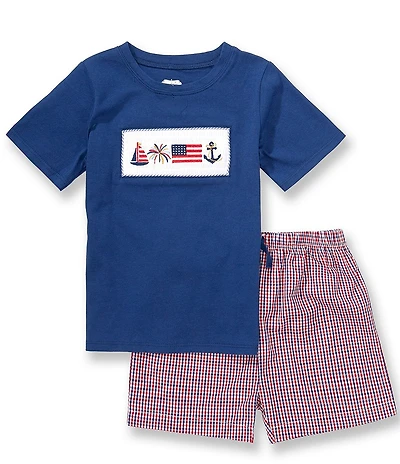 Mud Pie Baby Boys Short Sleeve Patriotic Tee & Shorts Set 2-Piece Set