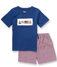 Mud Pie Baby Boys Short Sleeve Patriotic Tee & Shorts Set 2-Piece Set