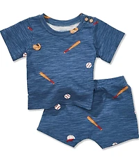 Mud Pie Baby Boys Short Sleeves Baseball Tee & Shorts 2-Piece Set