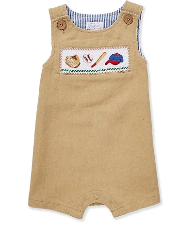Mud Pie Baby Boys Sleeveless Sports Embroidered Smocking Jon Jon Shortall