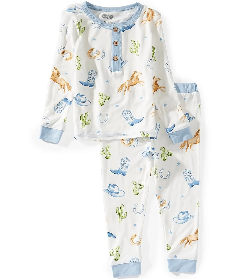 Mud Pie Baby Boys Western Pajamas Top and Pajama Bottom 2-Piece Set