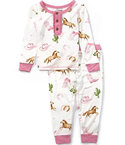 Mud Pie Baby Girl Western Pajamas Top And Bottom 2-Piece Set
