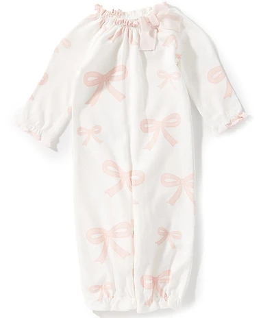 Mud Pie Baby Girls Bow Print Convertible Cotton Interlock Night Gown