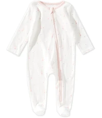Mud Pie Baby Girls Cotton Bunny Print Zip Front Footie