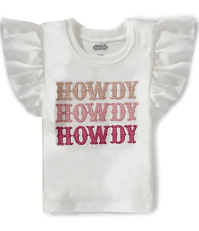 Mud Pie Baby Girls Howdy Western Glitter T-Shirt