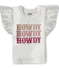 Mud Pie Baby Girls Howdy Western Glitter T-Shirt