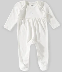 Mud Pie Baby Girls Christening Crochet Cross Footie