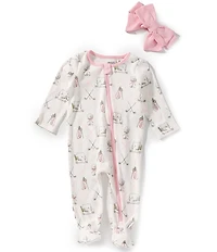 Mud Pie Baby Girls Long Sleeve Golf Print Cotton Interlock Footed Coverall
