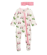 Mud Pie Baby Girls Long-Sleeve Golf-Theme-Printed Footie Coverall