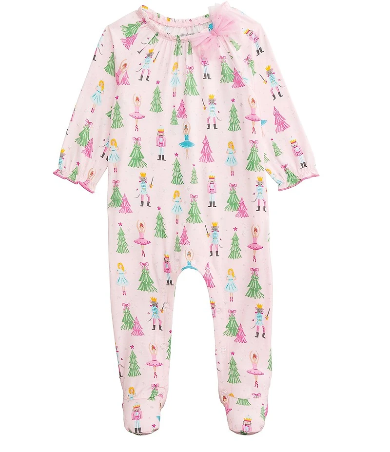 Mud Pie Baby Girls Long-Sleeve Nutcracker-Printed Footed Coverall
